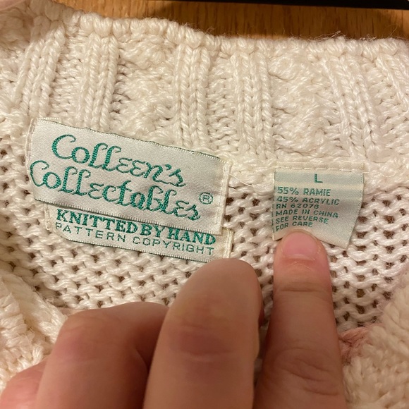 VTG Colleen’s Collectables Knit Sweater L Embroidered Grannycore Ramie Blend - Picture 4 of 5